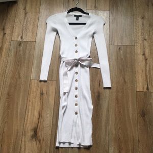Forever 21 White Button Down Midi Sweater Dress